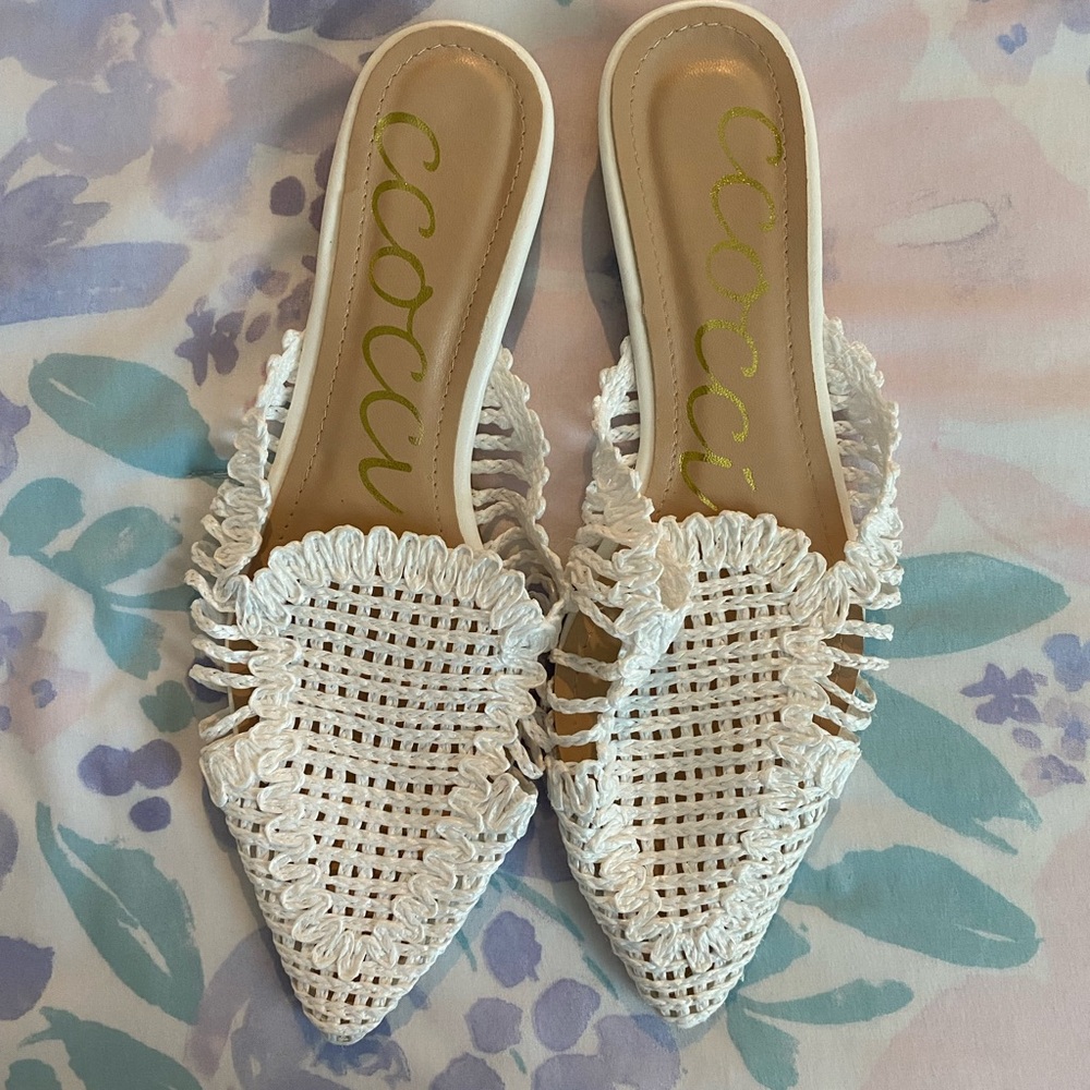 CCOCCI White Woven Mules